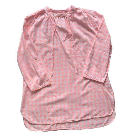 Fresh Produce Gingham Tunic Top Pink Size M / L M/L Medium Large Plaid Cotton - Picture 12 of 12